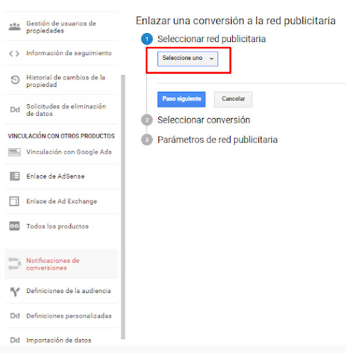 notificaciones para conversiones