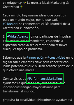 Cómo hacer SEO en Instagram: usar hashtags en copy out